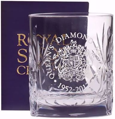 Royal Scot Crystal Diamond Jubilee Engraved Crest Kintyre Double Tot Glass